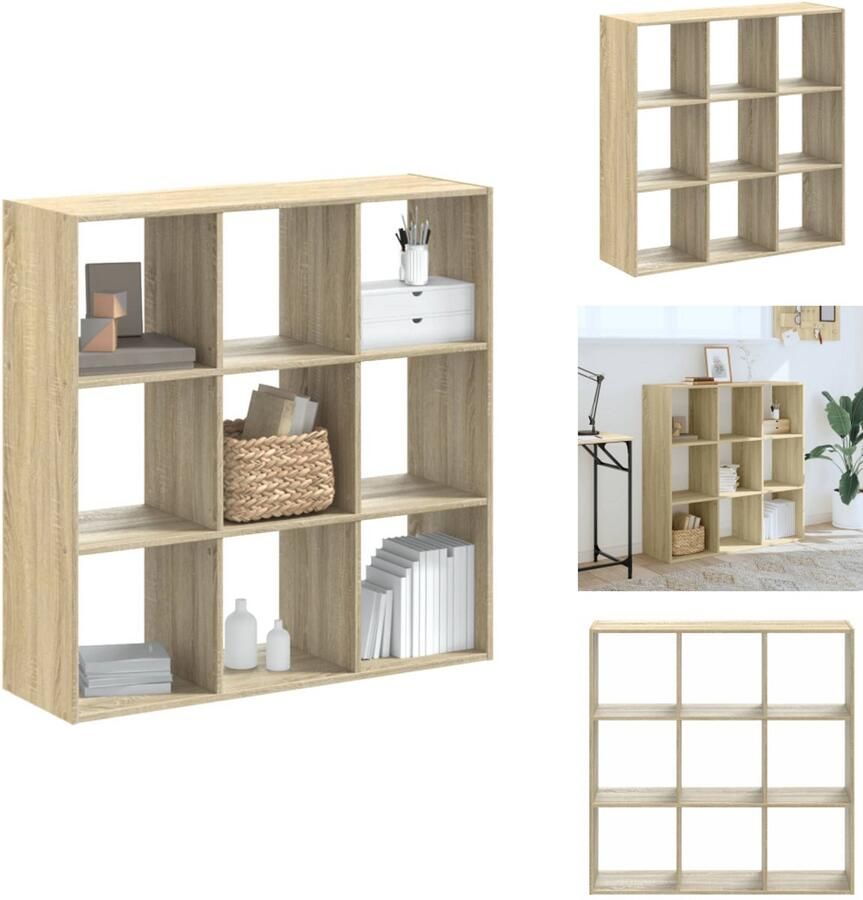 VidaXL Boekenkast 102x32x102 cm bewerkt hout sonoma eikenkleurig