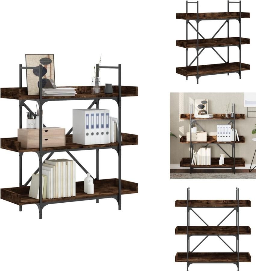 VidaXL Boekenkast Boekenkasten Boeken Plank Schappenkast Boekenkast 3-laags 100x33x108 5 cm bewerkt hout gerookt eiken