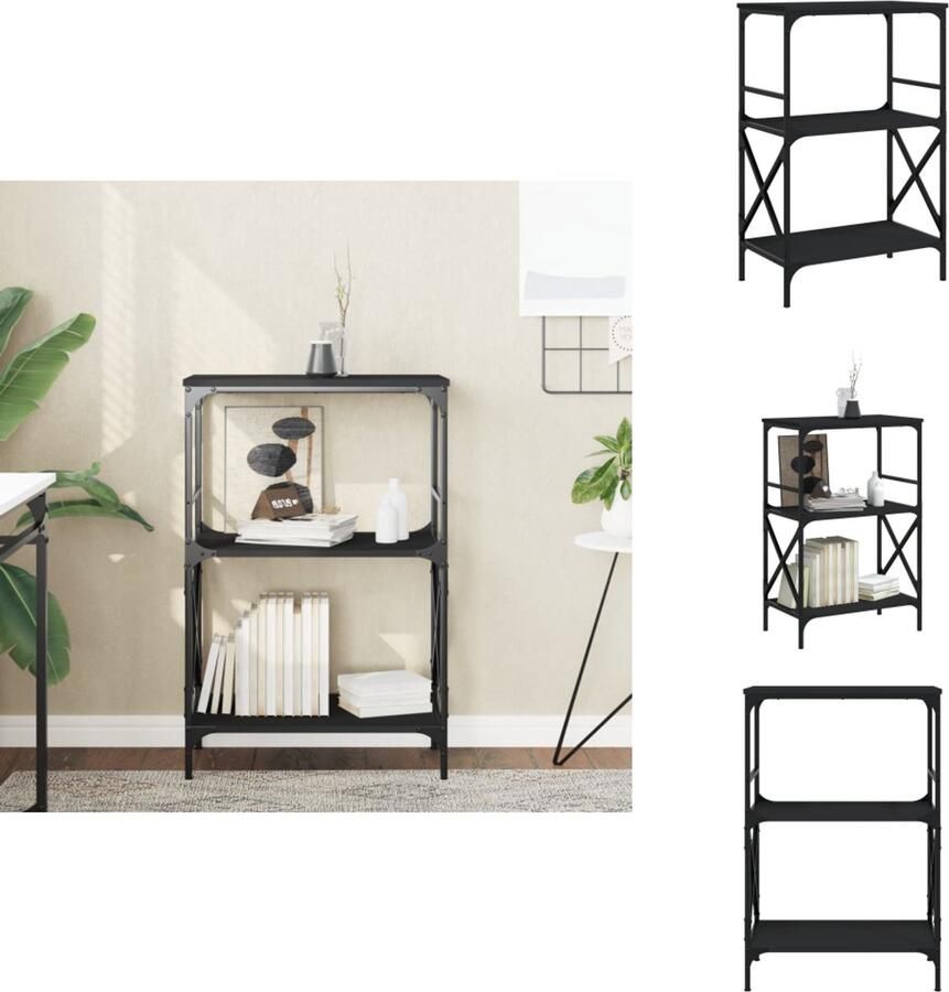 VidaXL Boekenkast Boekenkasten Boeken Plank Schappenkast Boekenkast 3-laags 59x35x90 5 cm bewerkt hout zwart