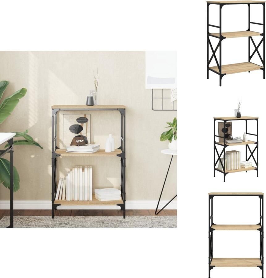 VidaXL Boekenkast Boekenkasten Boeken Plank Schappenkast Boekenkast 3-laags 59x35x90 5 cm bewerkt hout sonoma eiken