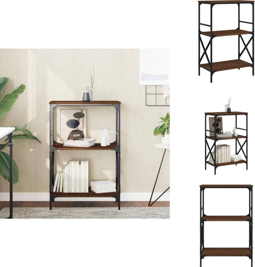 VidaXL Boekenkast Boekenkasten Boeken Plank Schappenkast Boekenkast 3-laags 59x35x90 5 cm bewerkt hout bruin eikenkleur