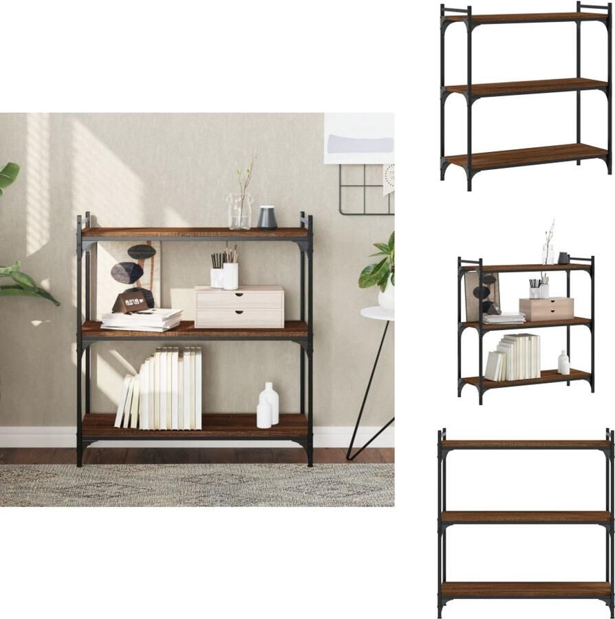 VidaXL Boekenkast Boekenkasten Boeken Plank Schappenkast Boekenkast 3-laags 80x30x86 cm bewerkt hout bruin eikenkleur