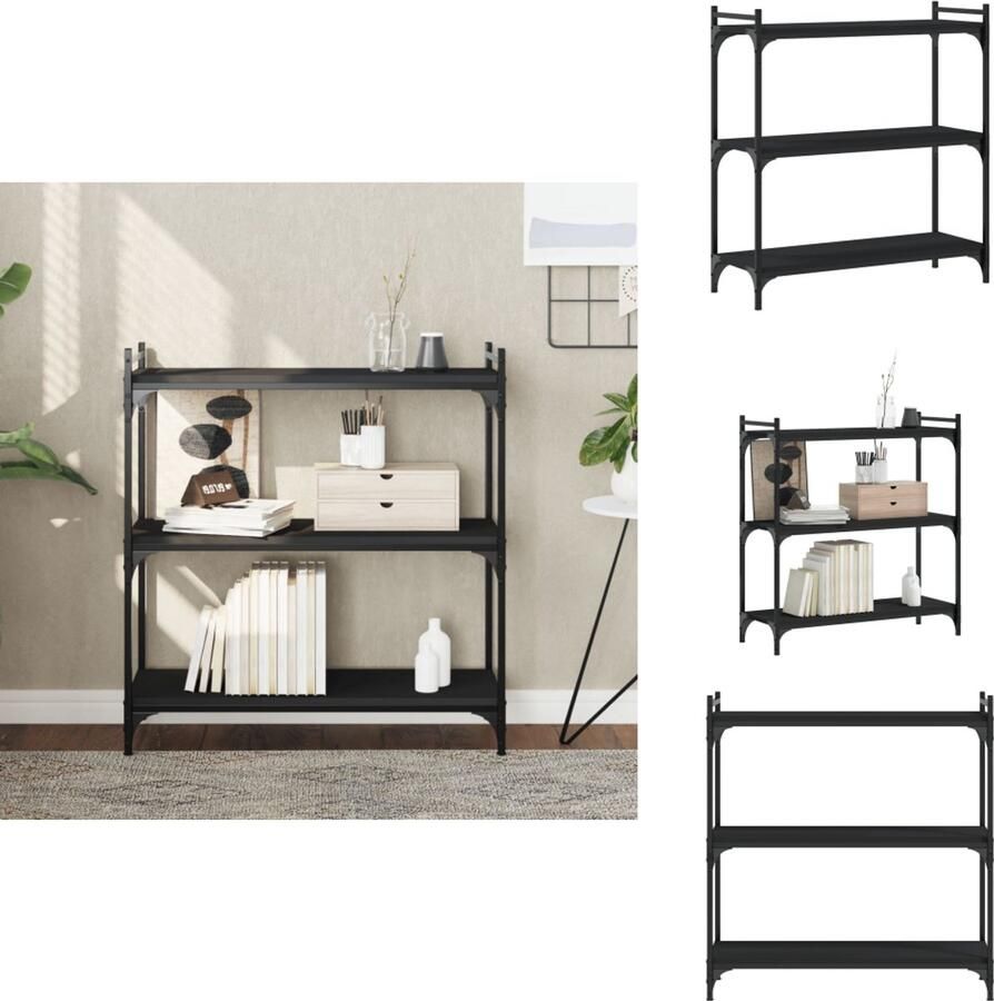 VidaXL Boekenkast Boekenkasten Boeken Plank Schappenkast Boekenkast 3-laags 80x30x86 cm bewerkt hout zwart