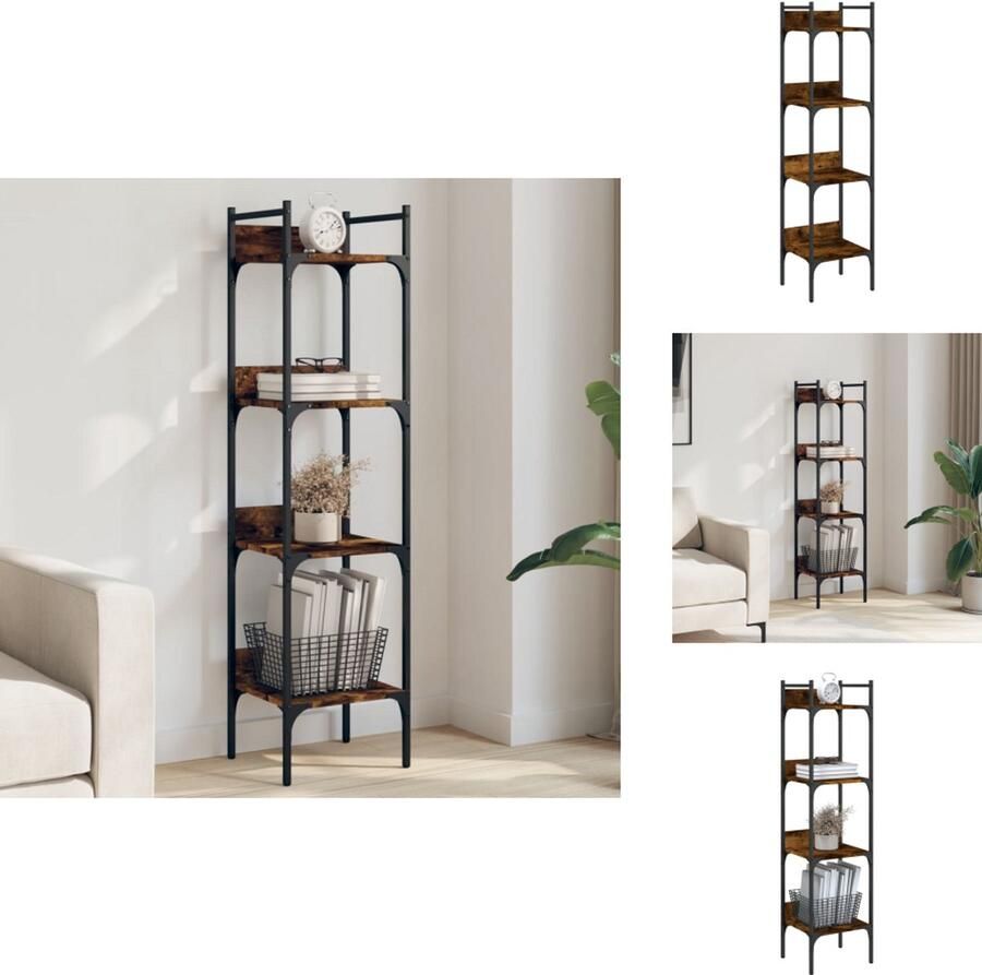 VidaXL Boekenkast Boekenkasten Boeken Plank Schappenkast Boekenkast 4-laags 35x30x138 5 cm bewerkt hout gerookt eiken