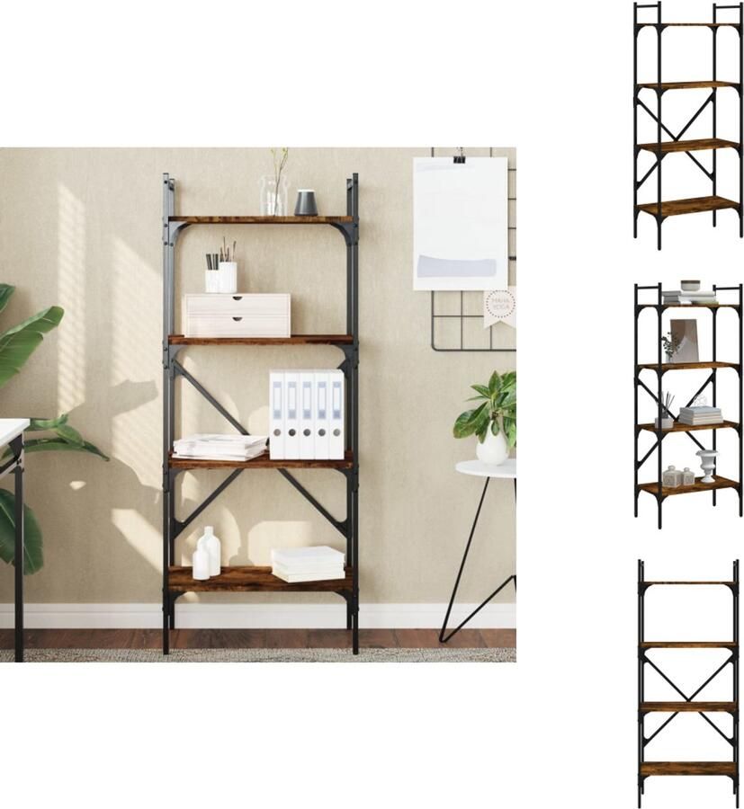 VidaXL Boekenkast Boekenkasten Boeken Plank Schappenkast Boekenkast 4-laags 56x31 5x138 5 cm bewerkt hout gerookt eiken