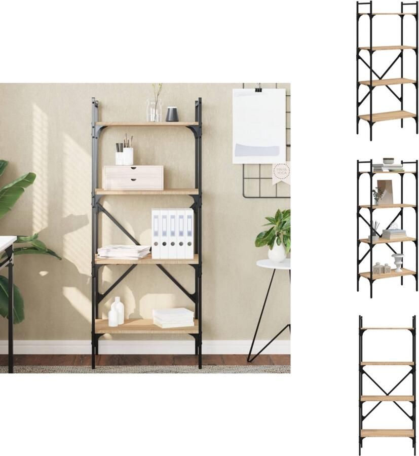 VidaXL Boekenkast Boekenkasten Boeken Plank Schappenkast Boekenkast 4-laags 56x31 5x138 5 cm bewerkt hout sonoma eiken