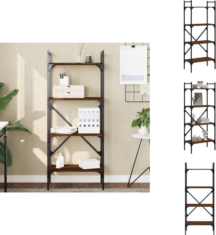 VidaXL Boekenkast Boekenkasten Boeken Plank Schappenkast Boekenkast 4-laags 56x31 5x138 5 cm bewerkt hout bruineiken