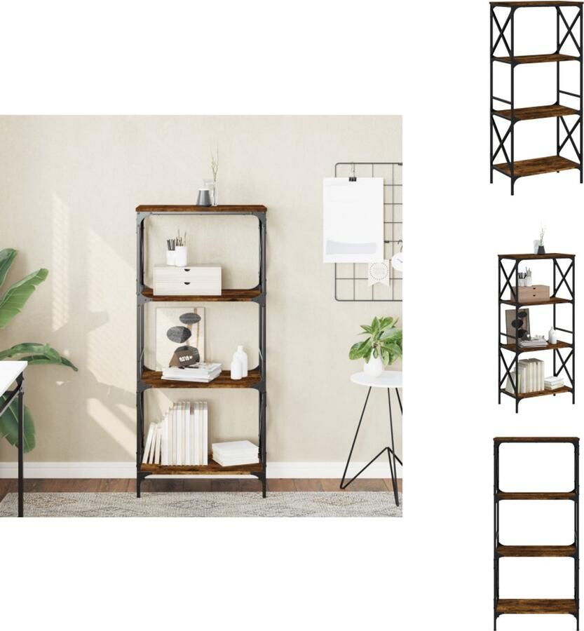 VidaXL -Boekenkast-4-laags-59x35x132-cm-bewerkt-hout-gerookt-eikenkleur - Foto 3