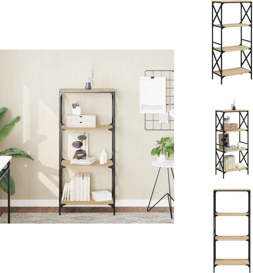 VidaXL Boekenkast Boekenkasten Boeken Plank Schappenkast Boekenkast 4-laags 59x35x132 cm bewerkt hout sonoma eikenkleur