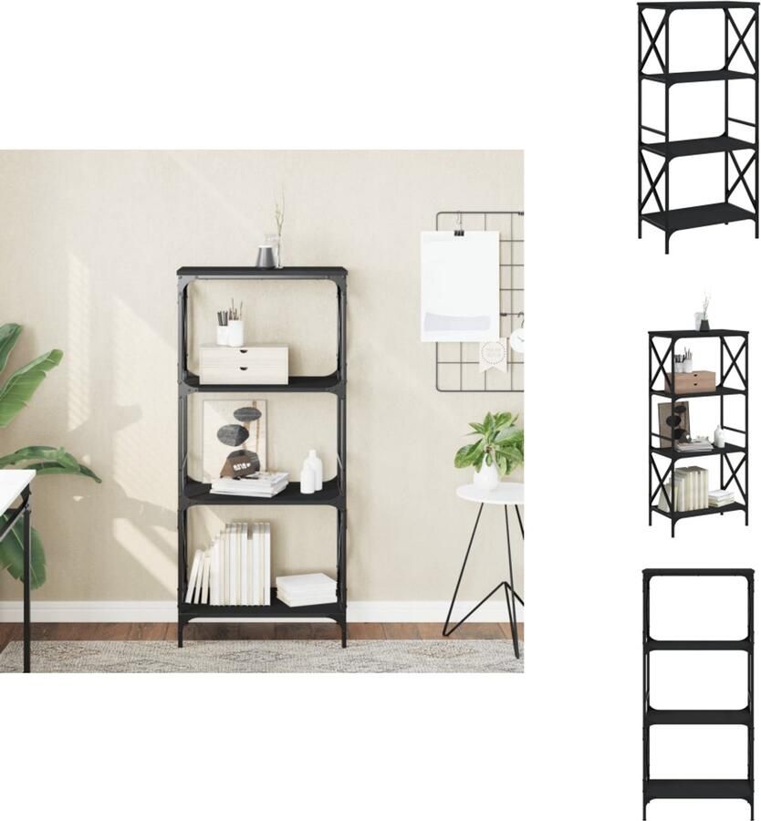VidaXL -Boekenkast-4-laags-59x35x132-cm-bewerkt-hout-zwart - Foto 2