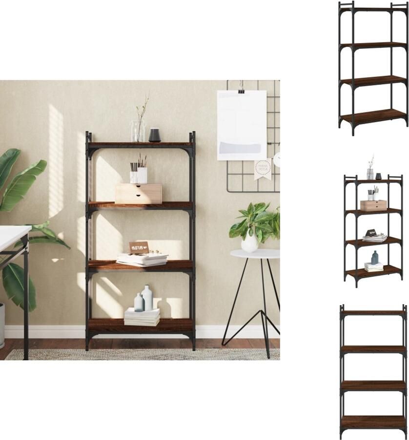 VidaXL Boekenkast Boekenkasten Boeken Plank Schappenkast Boekenkast 4-laags 60x30x120 cm bewerkt hout bruin eikenkleur