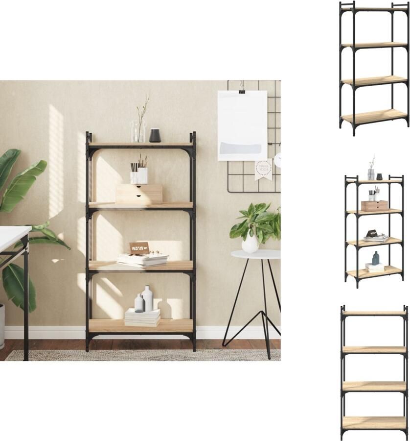 VidaXL Boekenkast Boekenkasten Boeken Plank Schappenkast Boekenkast 4-laags 60x30x120 cm bewerkt hout sonoma eikenkleur