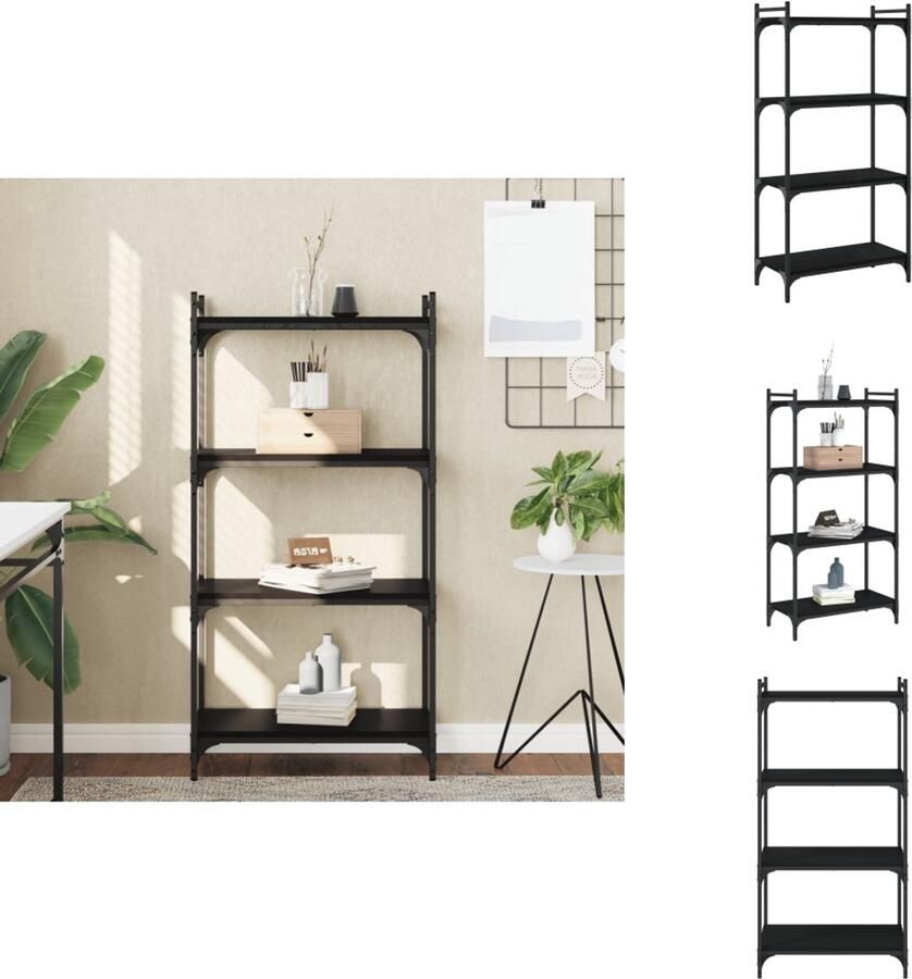 VidaXL Boekenkast Boekenkasten Boeken Plank Schappenkast Boekenkast 4-laags 60x30x120 cm bewerkt hout zwart