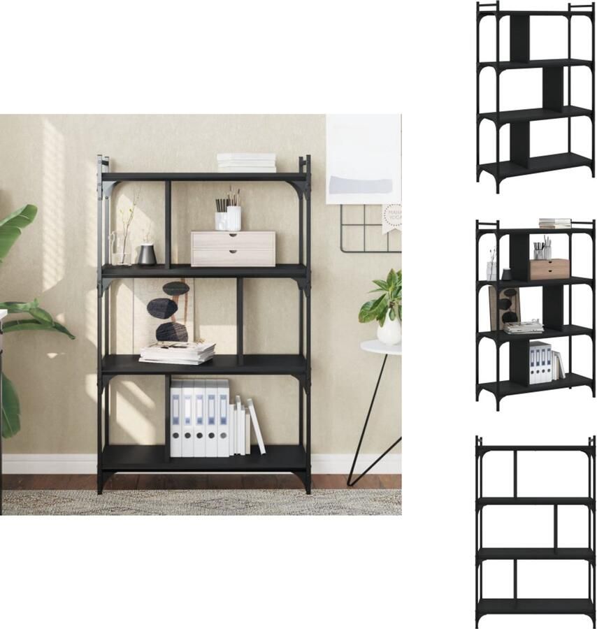 VidaXL Boekenkast Boekenkasten Boeken Plank Schappenkast Boekenkast 4-laags 76x32x123 cm bewerkt hout zwart