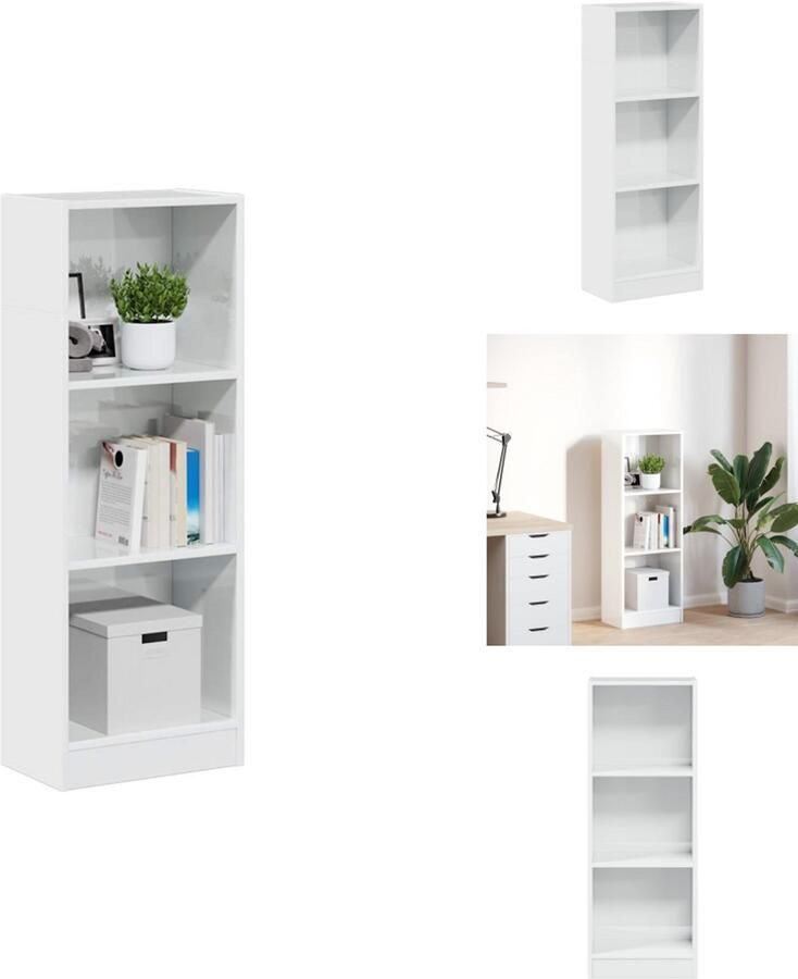VidaXL Boekenkast Boekenkasten Boeken Plank Schappenkast Boekenkast 40x24x109 cm bewerkt hout hoogglans wit