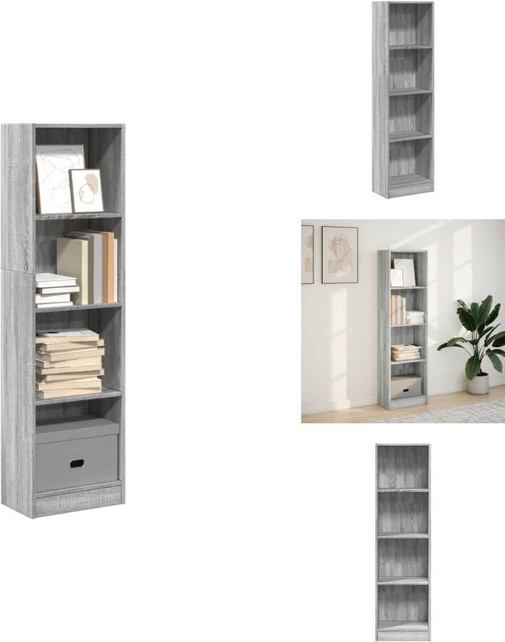 VidaXL Boekenkast Boekenkasten Boeken Plank Schappenkast Boekenkast 40x24x143 cm bewerkt hout grijs sonoma eikenkleurig