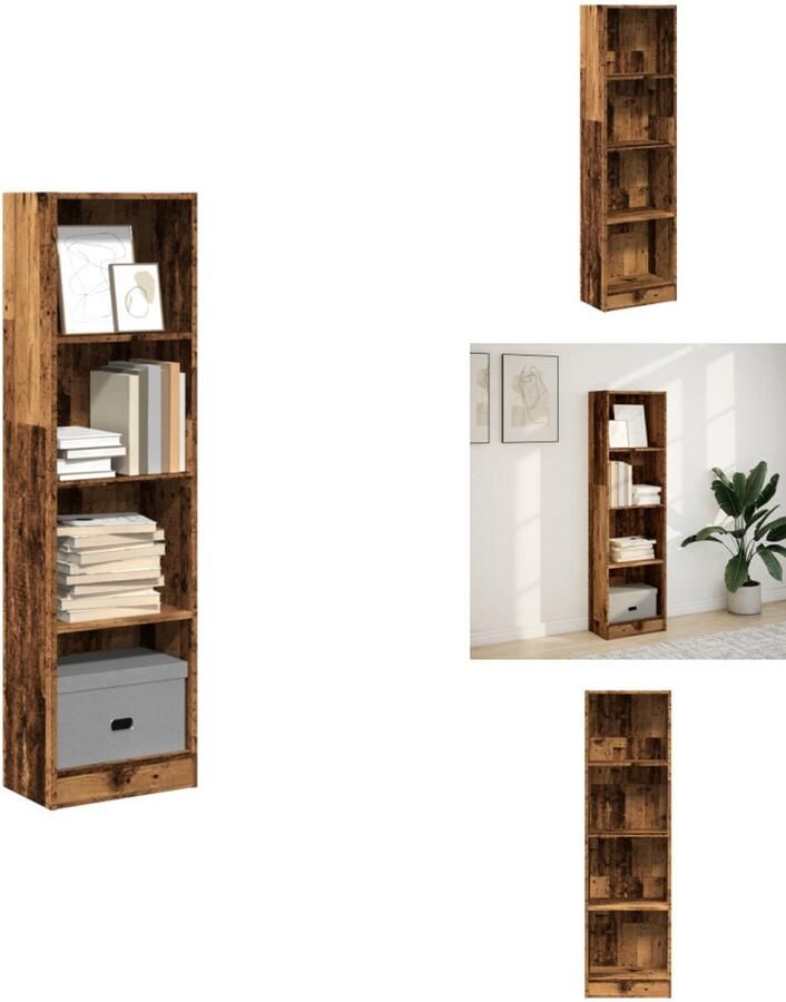 VidaXL Boekenkast Boekenkasten Boeken Plank Schappenkast Boekenkast 40x24x143 cm bewerkt hout oud houtkleurig