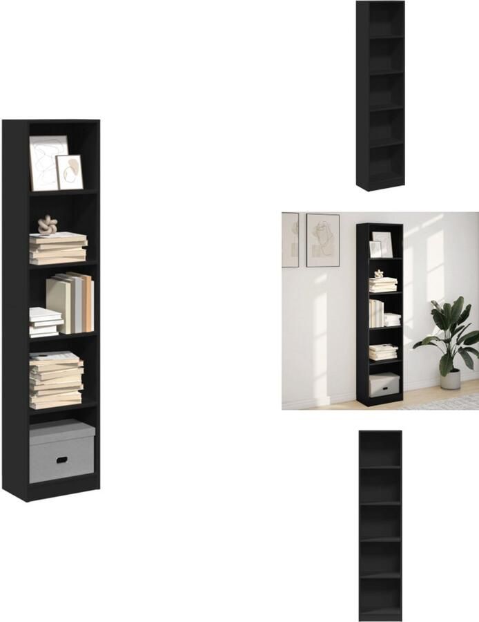 VidaXL Boekenkast Boekenkasten Boeken Plank Schappenkast Boekenkast 40x24x176 cm bewerkt hout zwart