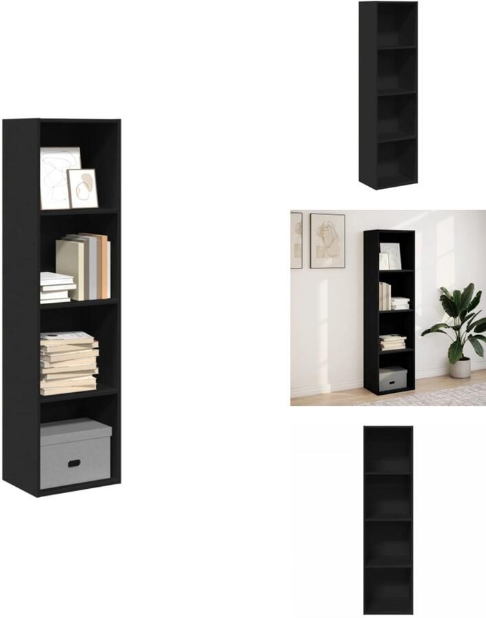 VidaXL Boekenkast Boekenkasten Boeken Plank Schappenkast Boekenkast 40x30x152 cm bewerkt hout zwart