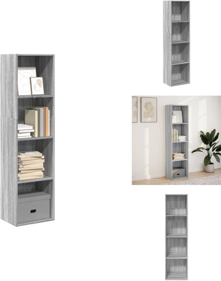 VidaXL Boekenkast Boekenkasten Boeken Plank Schappenkast Boekenkast 40x30x152 cm bewerkt hout grijs sonoma eikenkleurig