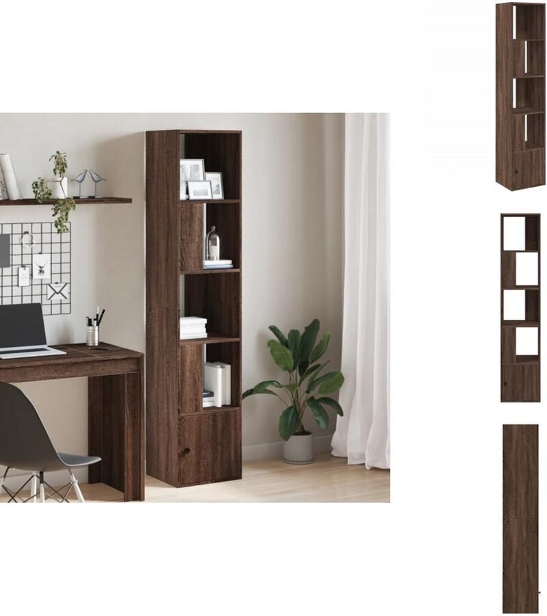 The Living Store Boekenkast 40x36x189 cm bewerkt hout bruin eikenkleurig Boekenkast Houten Boekenkast Bruine Boekenkast Vintage Boekenkast Opslagoplossing - Foto 2