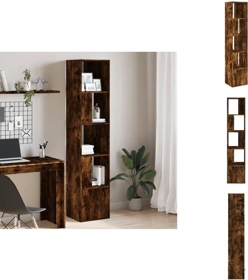 VidaXL Boekenkast Boekenkasten Boeken Plank Schappenkast Boekenkast 40x36x189 cm bewerkt hout gerookt eikenkleurig
