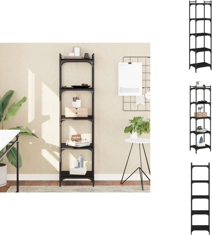VidaXL -Boekenkast-5-laags-40x30x154-cm-bewerkt-hout-zwart