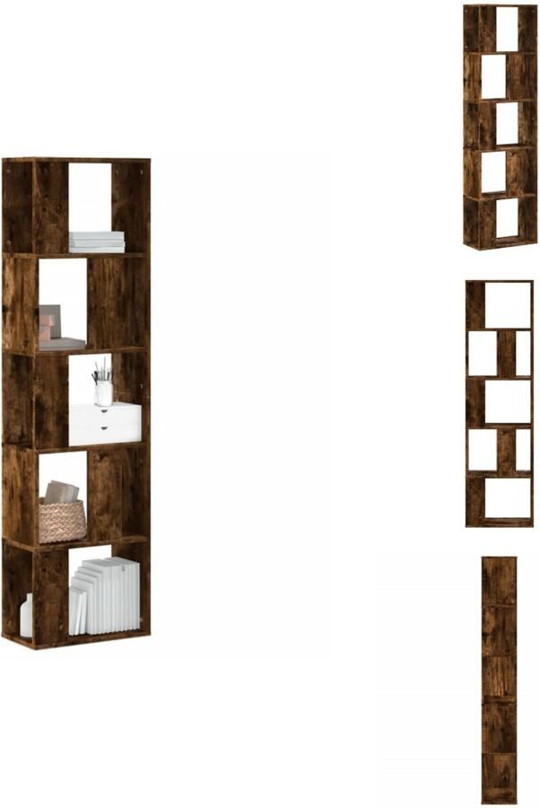 VidaXL Boekenkast Boekenkasten Boeken Plank Schappenkast Boekenkast 5-laags 45x23 5x162 5 cm bewerkt hout gerookt eiken