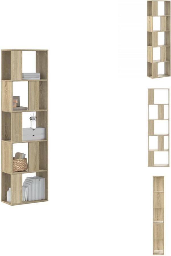 VidaXL Boekenkast Boekenkasten Boeken Plank Schappenkast Boekenkast 5-laags 45x23 5x162 5 cm bewerkt hout sonoma eiken