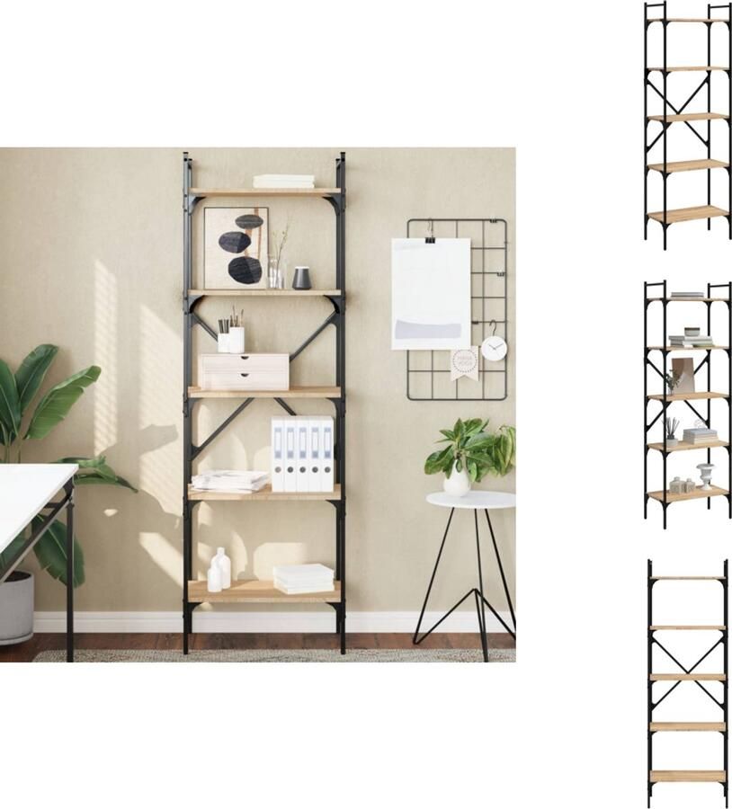 VidaXL Boekenkast Boekenkasten Boeken Plank Schappenkast Boekenkast 5-laags 56x31 5x174 cm bewerkt hout sonoma eiken