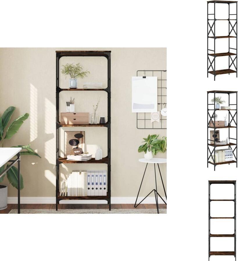 VidaXL Boekenkast Boekenkasten Boeken Plank Schappenkast Boekenkast 5-laags 59x35x171 cm bewerkt hout gerookt eikenkleur