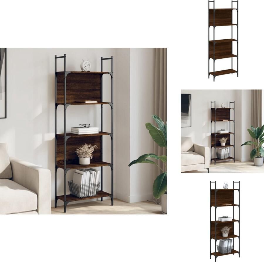 VidaXL Boekenkast Boekenkasten Boeken Plank Schappenkast Boekenkast 5-laags 60 5x24x166 5 cm bewerkt hout bruineiken