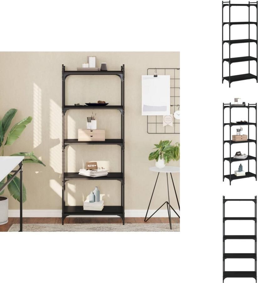 VidaXL Boekenkast Boekenkasten Boeken Plank Schappenkast Boekenkast 5-laags 60x30x154 cm bewerkt hout zwart