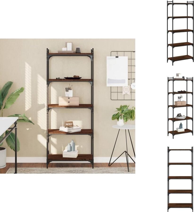 VidaXL Boekenkast Boekenkasten Boeken Plank Schappenkast Boekenkast 5-laags 60x30x154 cm bewerkt hout bruin eikenkleur