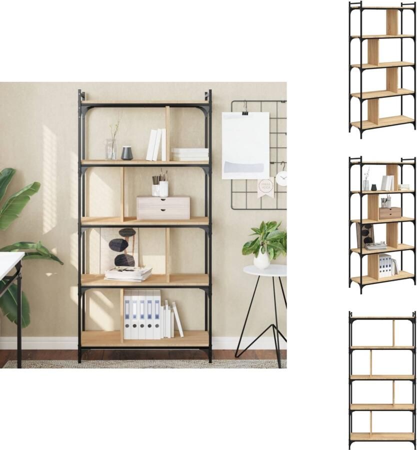 VidaXL Boekenkast Boekenkasten Boeken Plank Schappenkast Boekenkast 5-laags 76x32x158 cm bewerkt hout sonoma eikenkleur