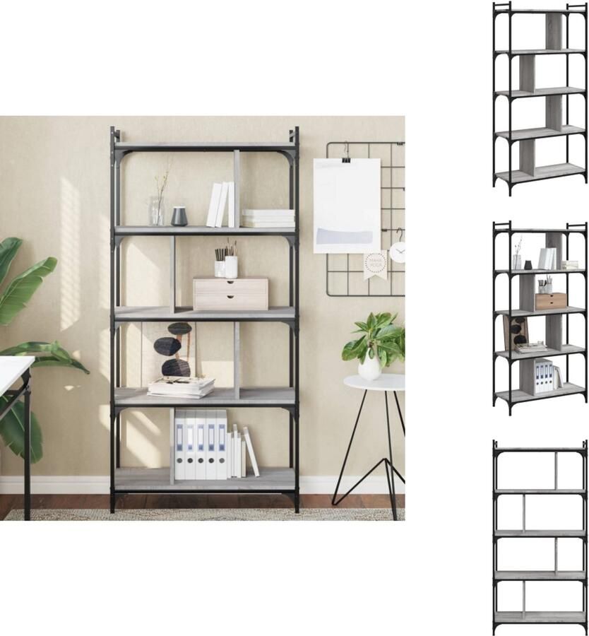 VidaXL Boekenkast Boekenkasten Boeken Plank Schappenkast Boekenkast 5-laags 76x32x158 cm bewerkt hout grijs sonoma