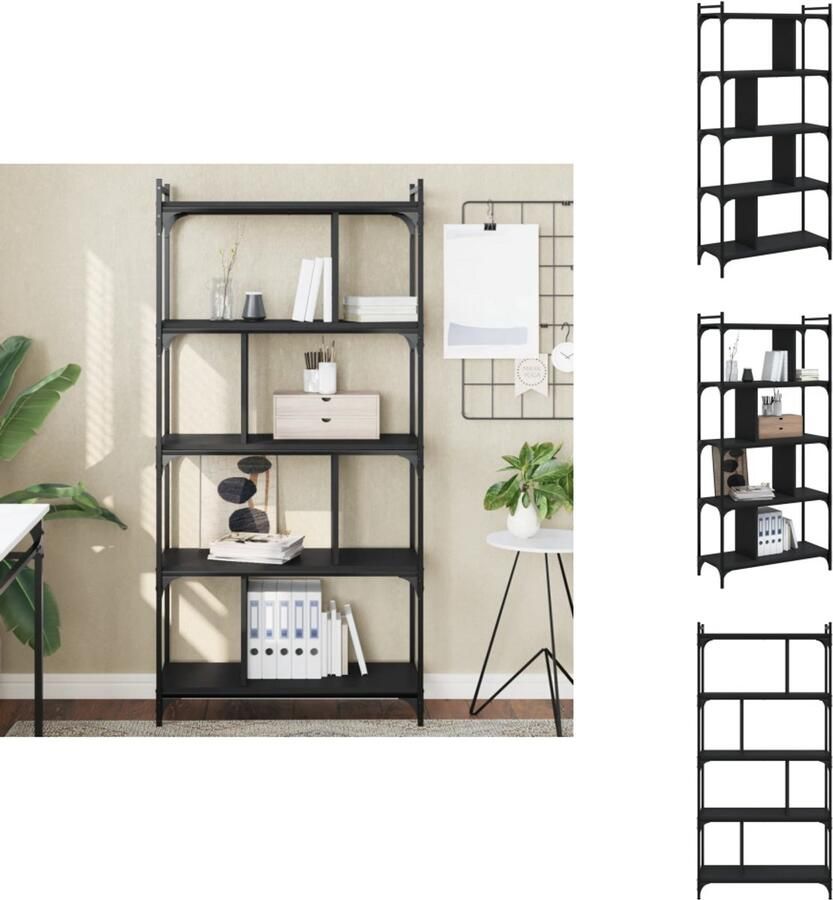 VidaXL Boekenkast Boekenkasten Boeken Plank Schappenkast Boekenkast 5-laags 76x32x158 cm bewerkt hout zwart