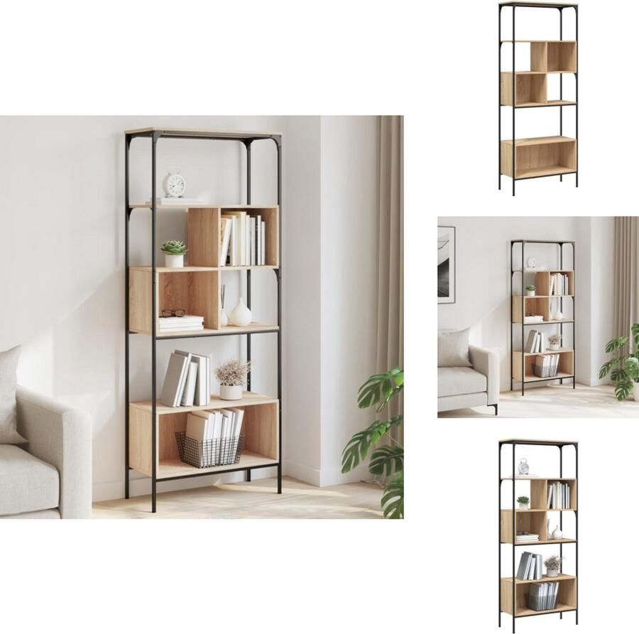 VidaXL Boekenkast Boekenkasten Boeken Plank Schappenkast Boekenkast 5-laags 76x33x188 5 cm bewerkt hout sonoma eiken