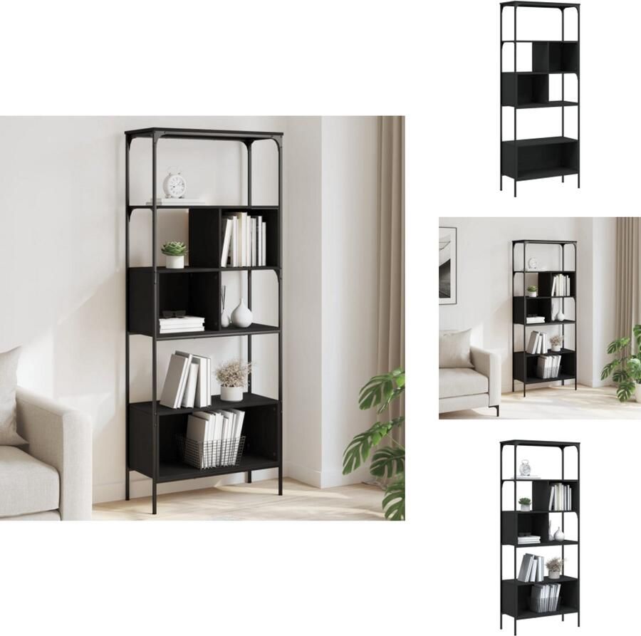 VidaXL Boekenkast Boekenkasten Boeken Plank Schappenkast Boekenkast 5-laags 76x33x188 5 cm bewerkt hout zwart