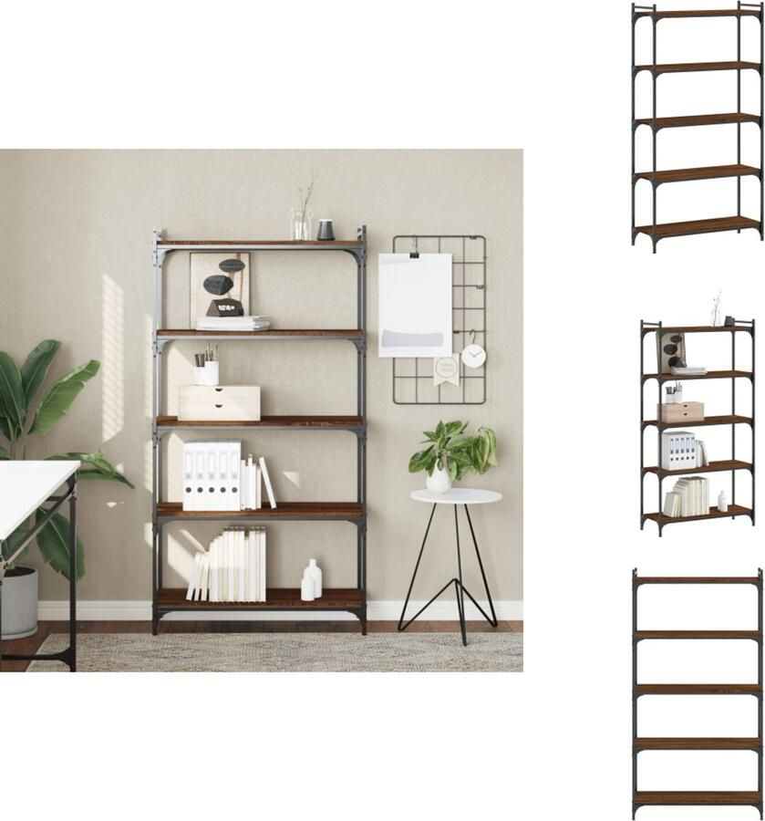 VidaXL Boekenkast Boekenkasten Boeken Plank Schappenkast Boekenkast 5-laags 80x30x154 cm bewerkt hout bruin eikenkleur