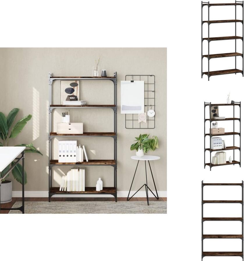 VidaXL -Boekenkast-5-laags-80x30x154-cm-bewerkt-hout-gerookt-eikenkleur - Foto 3