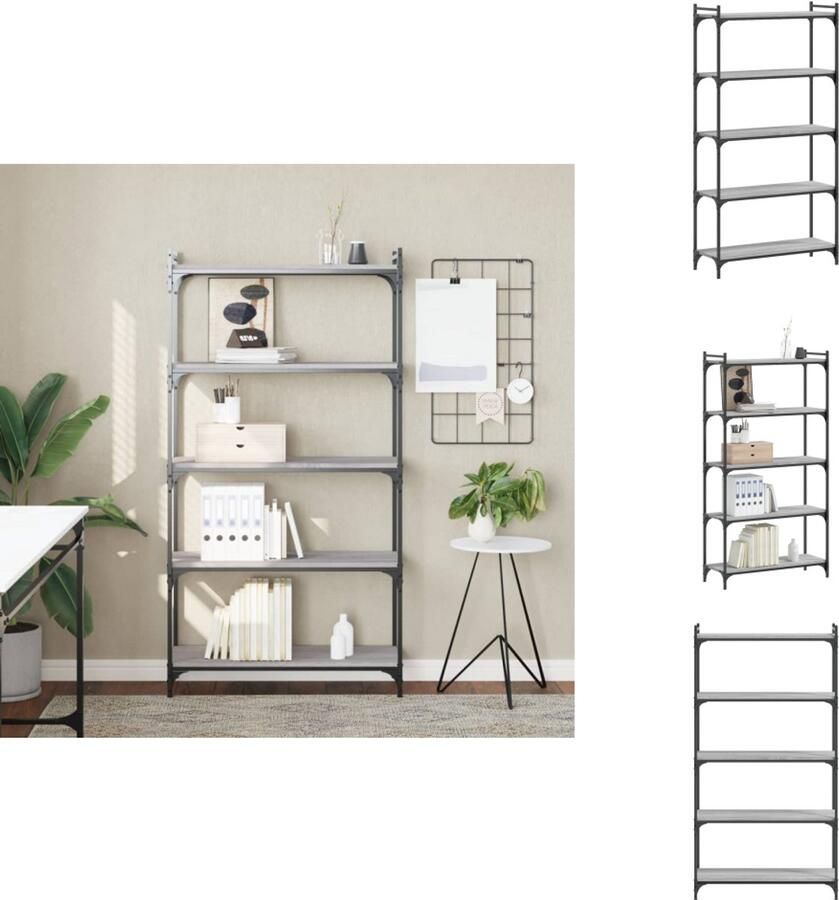 VidaXL Boekenkast Boekenkasten Boeken Plank Schappenkast Boekenkast 5-laags 80x30x154 cm bewerkt hout grijs sonoma eiken