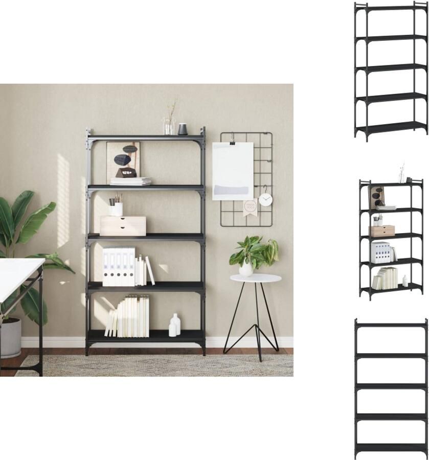 VidaXL Boekenkast Boekenkasten Boeken Plank Schappenkast Boekenkast 5-laags 80x30x154 cm bewerkt hout zwart