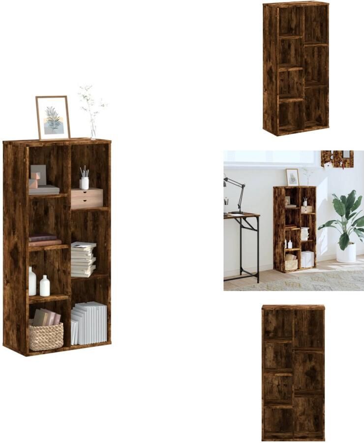 VidaXL Boekenkast Boekenkasten Boeken Plank Schappenkast Boekenkast 50x25x105 cm bewerkt hout gerookt eikenkleurig