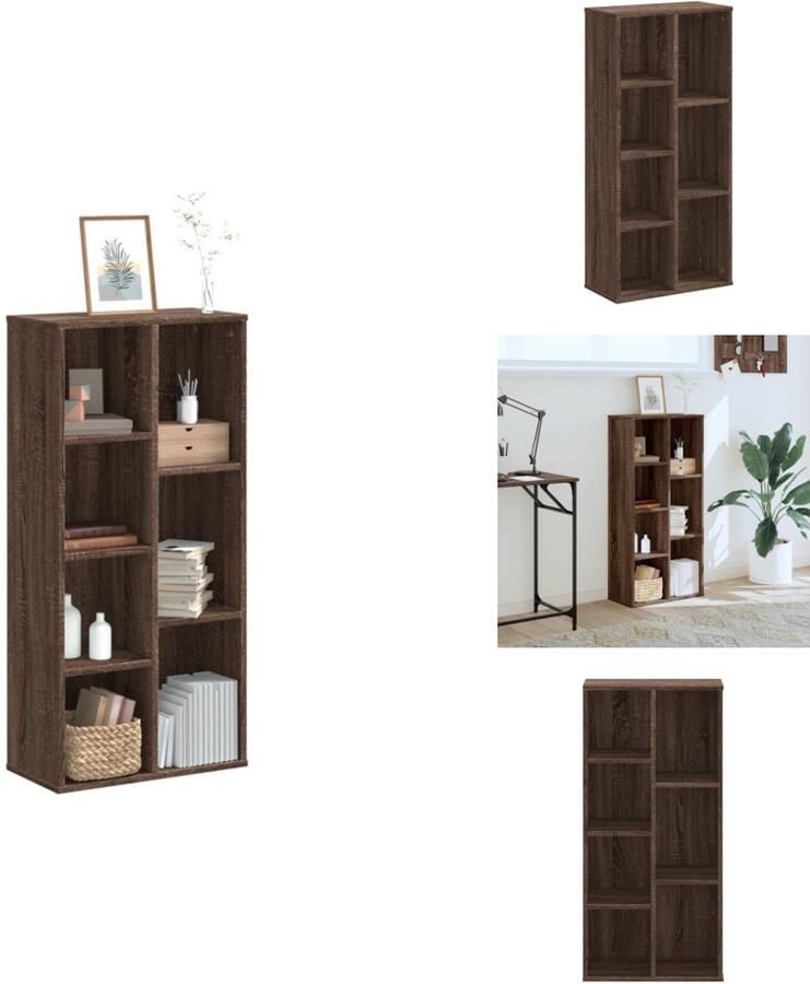 VidaXL Boekenkast Boekenkasten Boeken Plank Schappenkast Boekenkast 50x25x105 cm bewerkt hout bruin eikenkleurig