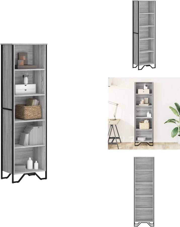 VidaXL Boekenkast Boekenkasten Boeken Plank Schappenkast Boekenkast 50x31x169 cm bewerkt hout grijs sonoma eikenkleurig