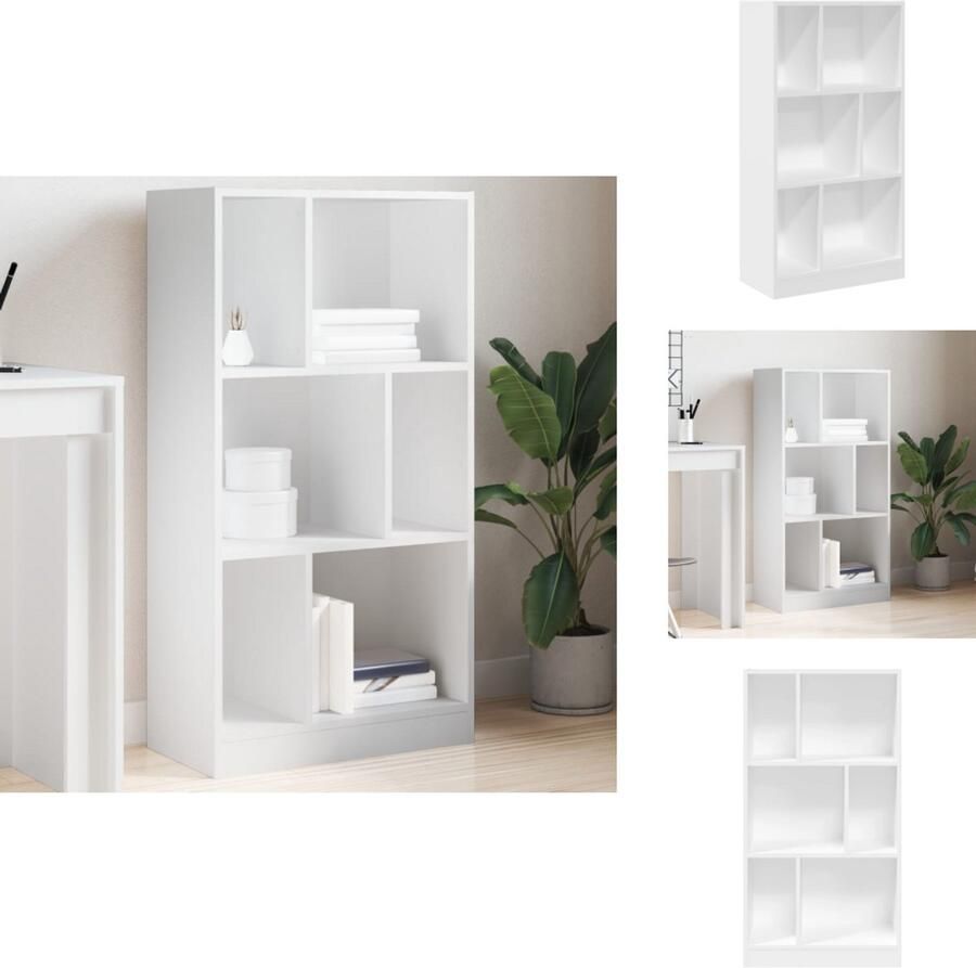 VidaXL Boekenkast Boekenkasten Boeken Plank Schappenkast Boekenkast 57x28 5x107 5 cm bewerkt hout wit