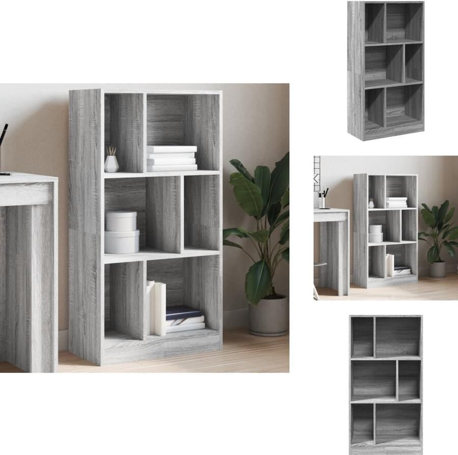 VidaXL Boekenkast Boekenkasten Boeken Plank Schappenkast Boekenkast 57x28 5x107 5 cm bewerkt hout grijs sonoma eiken