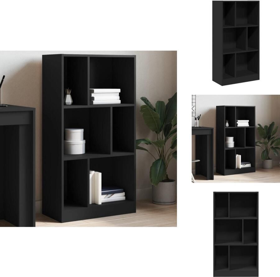 VidaXL Boekenkast Boekenkasten Boeken Plank Schappenkast Boekenkast 57x28 5x107 5 cm bewerkt hout zwart