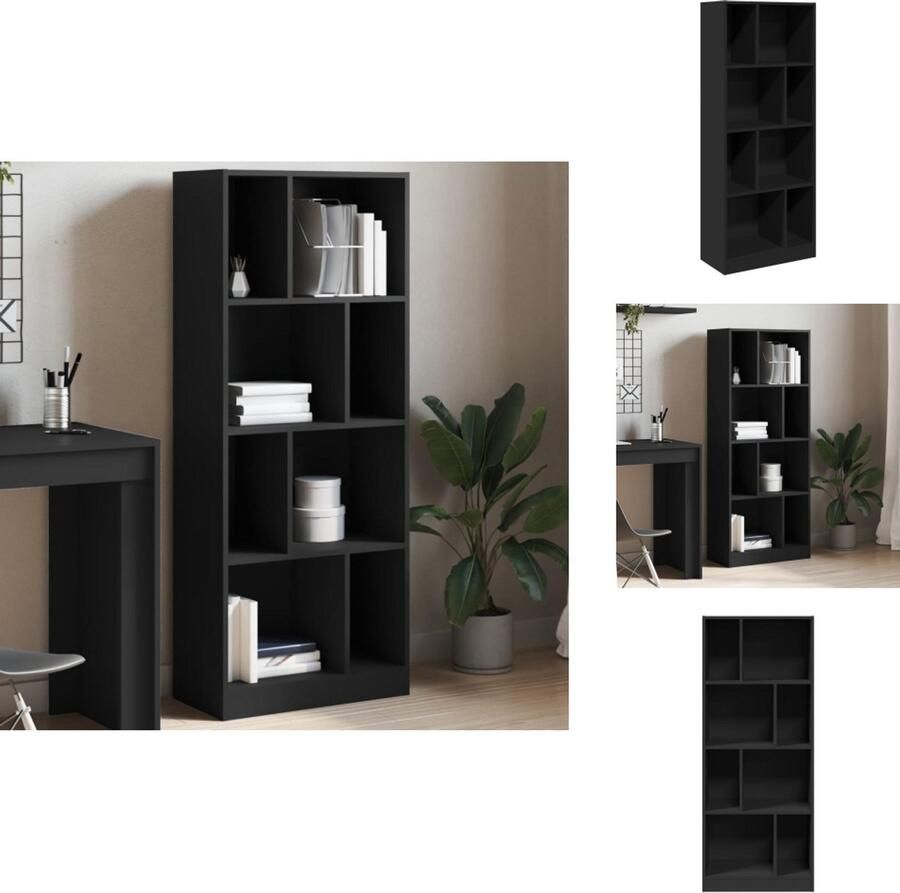 VidaXL Boekenkast Boekenkasten Boeken Plank Schappenkast Boekenkast 57x28 5x141 cm bewerkt hout zwart